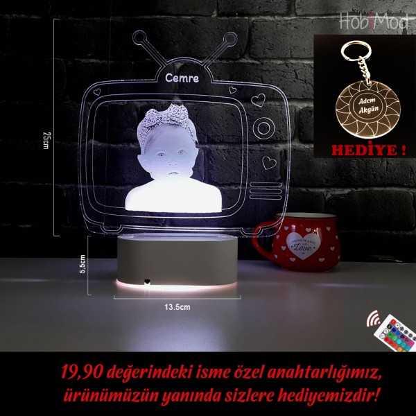 HobiMod 3d 3 Boyutlu Led Masa Gece Lambası Çocuk Odası Resimli Fotoğraflı Tv - hm3dr016