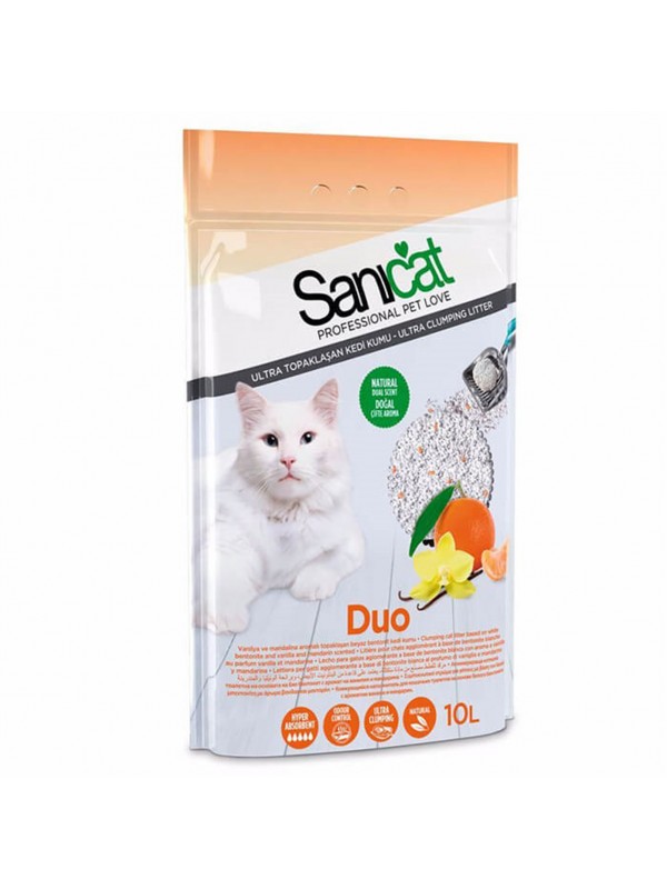 Sanicat Duo Vanilya Mandalina Kokulu Doğal Kedi Kumu 10lt