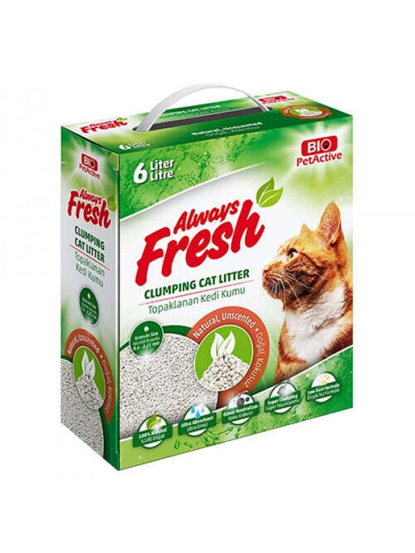 Bio Pet Active Natural Doğal Kokusuz Topaklanan Kedi Kumu 6 Lt